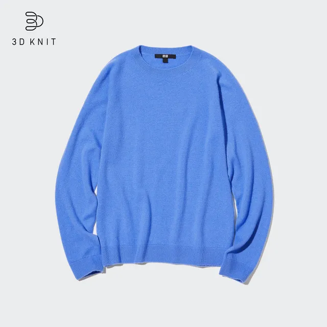 3D Knit Mesh Long-Sleeve Crew Neck Sweater