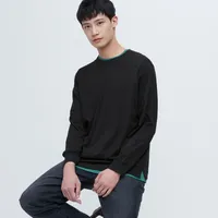 UNIQLO AIRism Cotton UV Protection Crew Neck Long-Sleeve T-Shirt