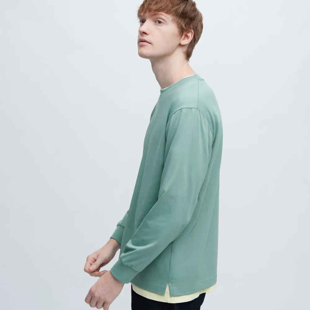 UNIQLO AIRism Cotton UV Protection Crew Neck Long-Sleeve T-Shirt