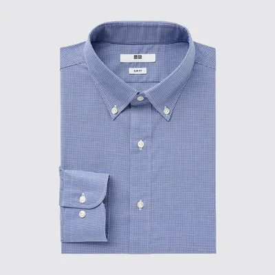 EASY CARE CHECKED STRETCH SLIM FIT LONG SLEEVE SHIRT