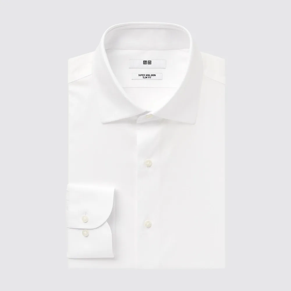 SUPER NON IRON SLIM FIT LONG SLEEVE SHIRT (SEMI-WIDE COLLAR)