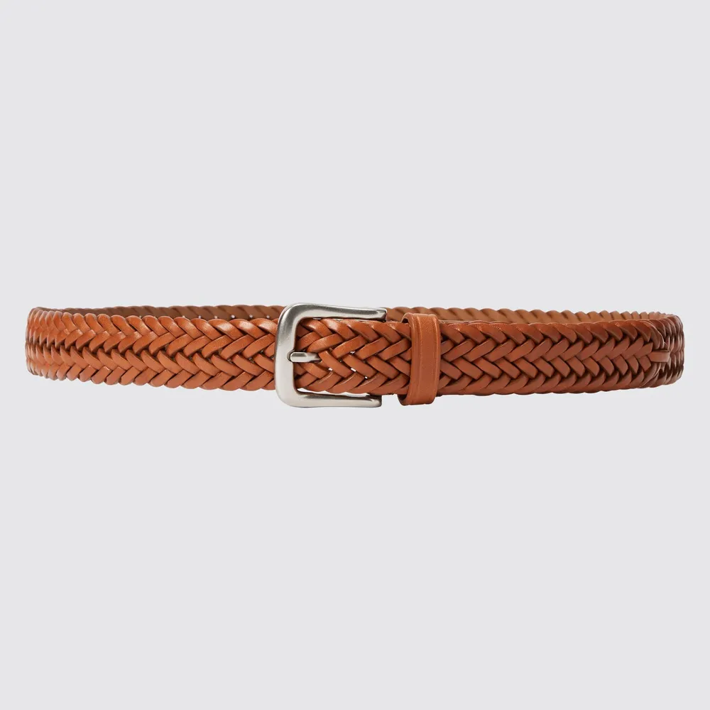 ROUND BUCKLE MESH LEATHER BELT