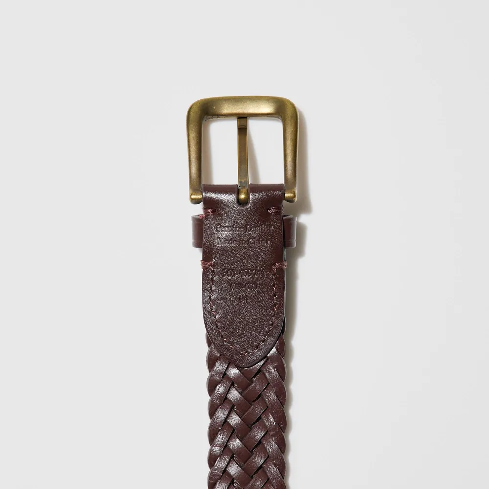 ROUND BUCKLE MESH LEATHER BELT