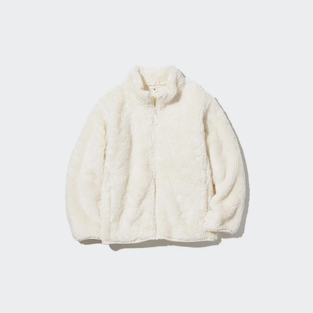 KIDS FLUFFY YARN FLEECE FULL-ZIP JACKET