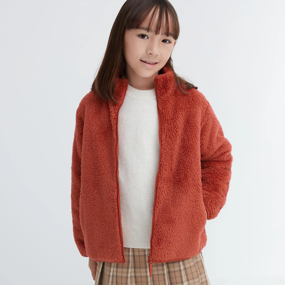 KIDS FLUFFY YARN FLEECE FULL-ZIP JACKET