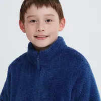 KIDS FLUFFY YARN FLEECE FULL-ZIP JACKET