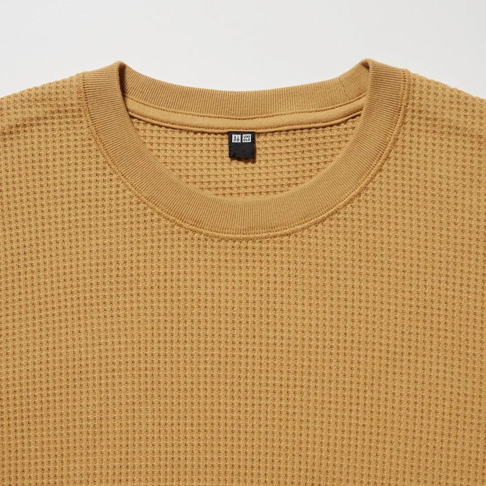 WAFFLE CREW NECK LONG SLEEVE T-SHIRT