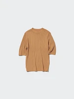 Merino Ribbed Sweater | Mock Neck Half Sleeve