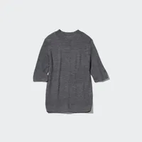 Merino Ribbed Mock Neck Half-Sleeve Sweater