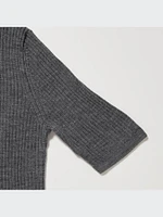 Merino Ribbed Sweater | Mock Neck Half Sleeve