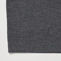 Merino Ribbed Mock Neck Half-Sleeve Sweater