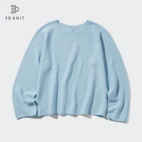 3D KNIT COTTON CREW NECK SWEATER