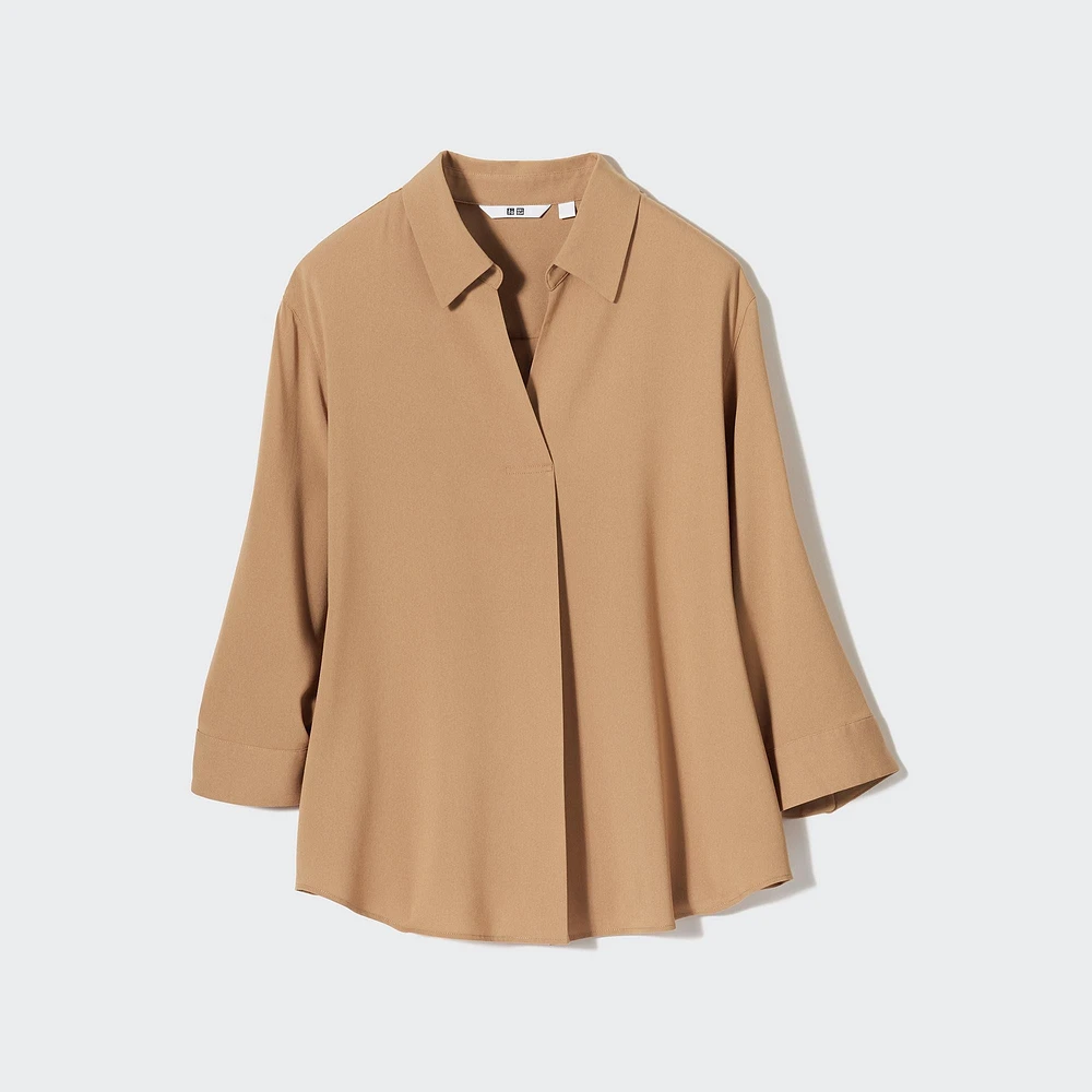 RAYON SKIPPER COLLAR 3/4 SLEEVE BLOUSE