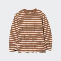 Soft Brushed Striped Crew Neck Long-Sleeve T-Shirt