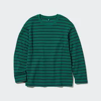 Soft Brushed Striped Crew Neck Long-Sleeve T-Shirt