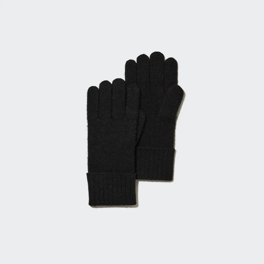 Unisex plain wool and cashmere fingerless gloves - Oxford grey