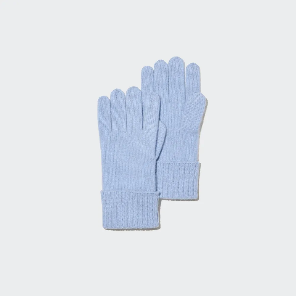 Unisex plain wool and cashmere fingerless gloves - Oxford grey