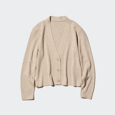 Washable Knit Ribbed Long-Sleeve Cardigan