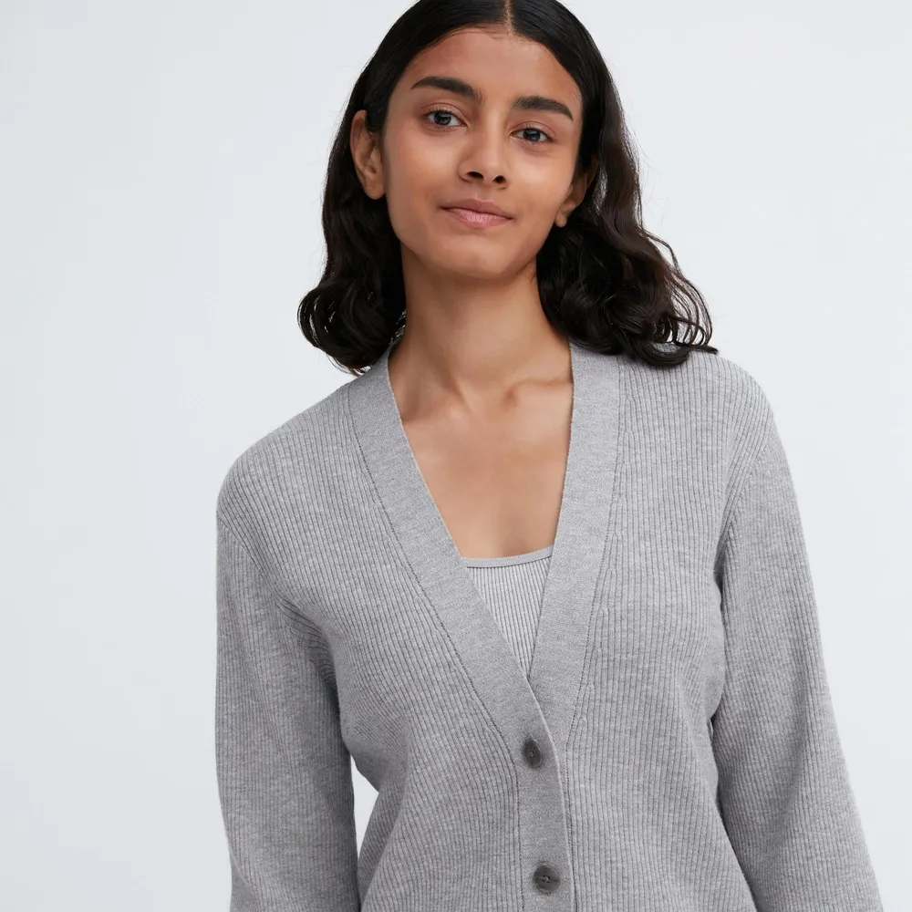 WOMEN'S WASHABLE KNIT RIBBED CARDIGAN (LONG SLEEVE)