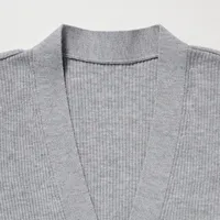 Washable Knit Ribbed Long-Sleeve Cardigan