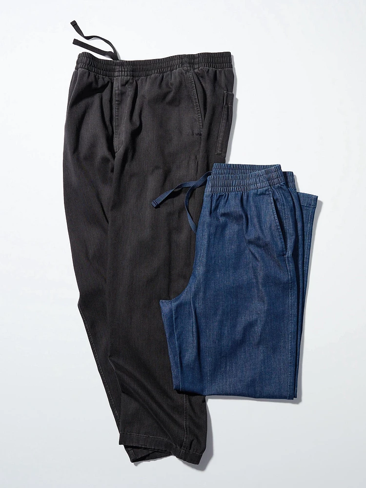 COTTON RELAXED ANKLE PANTS (DENIM)