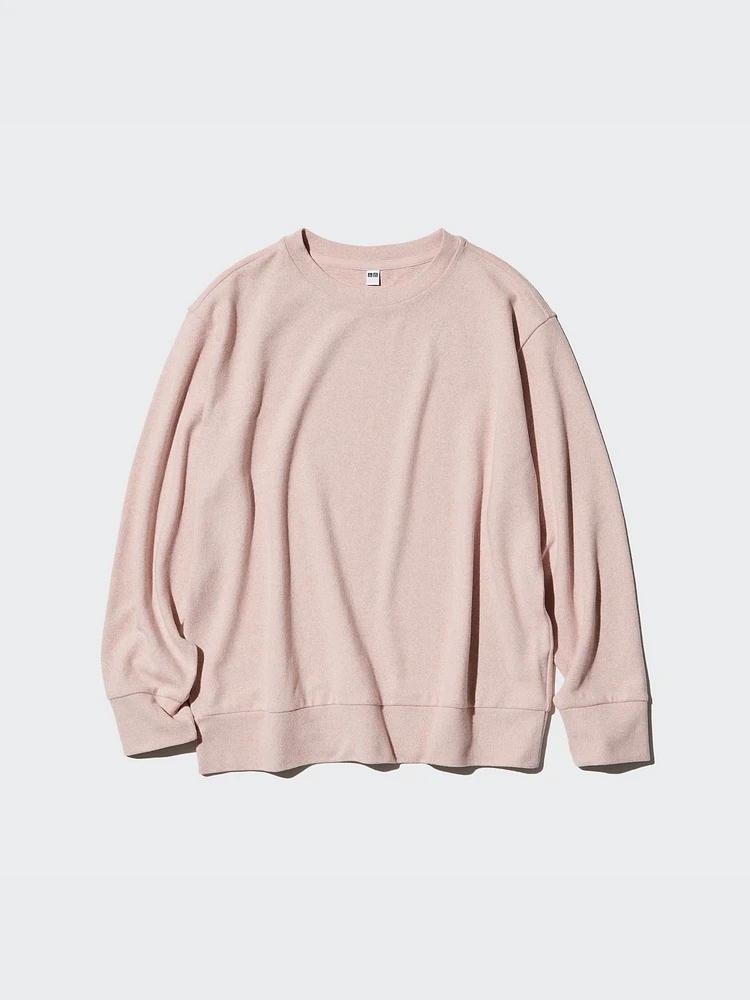 SOFT KNITTED FLEECE CREW NECK LONG SLEEVE T-SHIRT