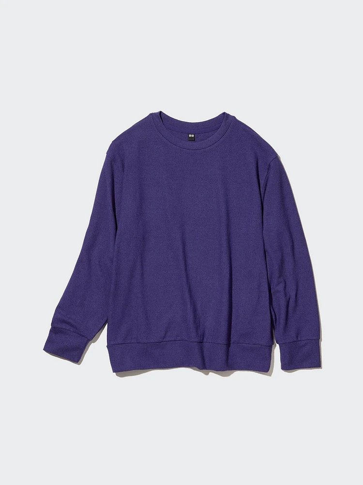 SOFT KNITTED FLEECE CREW NECK LONG SLEEVE T-SHIRT