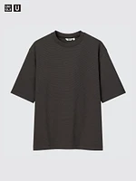 AIRism Cotton Oversized T-Shirt | Half-Sleeve Striped