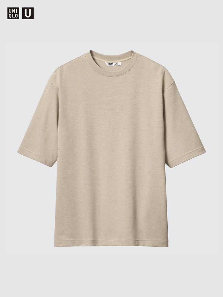 AIRism Cotton Oversized T-Shirt | Half-Sleeve Striped