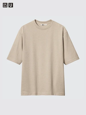 AIRism Cotton Oversized T-Shirt | Half-Sleeve Striped