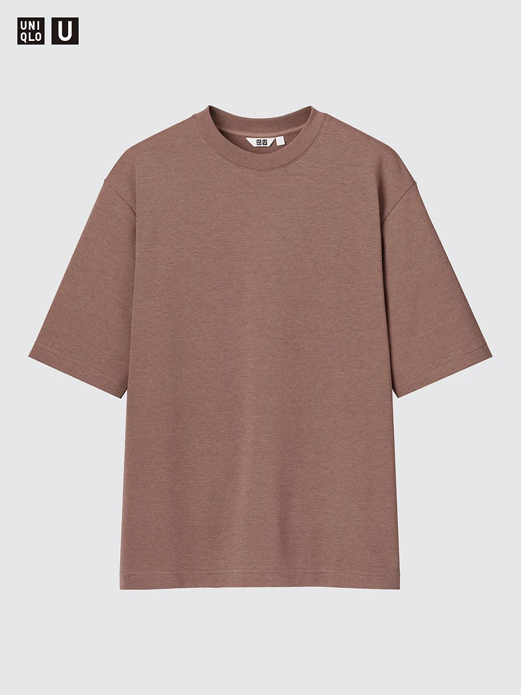 AIRism Cotton Oversized T-Shirt | Half-Sleeve Striped