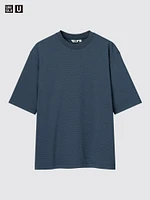 AIRism Cotton Oversized T-Shirt | Half-Sleeve Striped