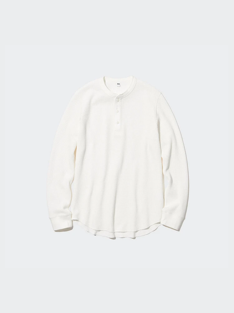 Waffle T-Shirt | Henley Neck | Long Sleeve