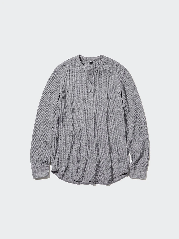 Waffle T-Shirt | Henley Neck | Long Sleeve