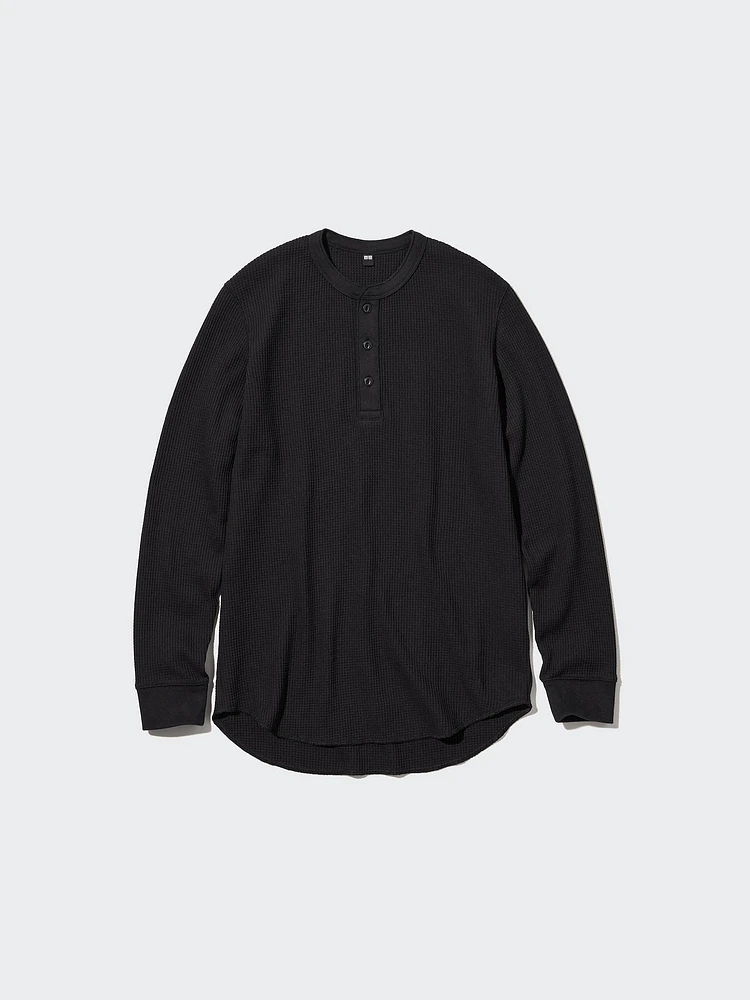 Waffle T-Shirt | Henley Neck | Long Sleeve