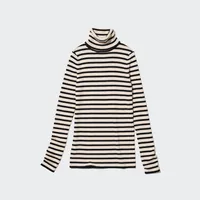 Merino Ribbed Turtleneck Sweater | Striped