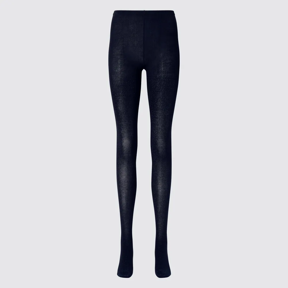 Uniqlo - Heattech Glitter Knitted Thermal Tights - Blue - L