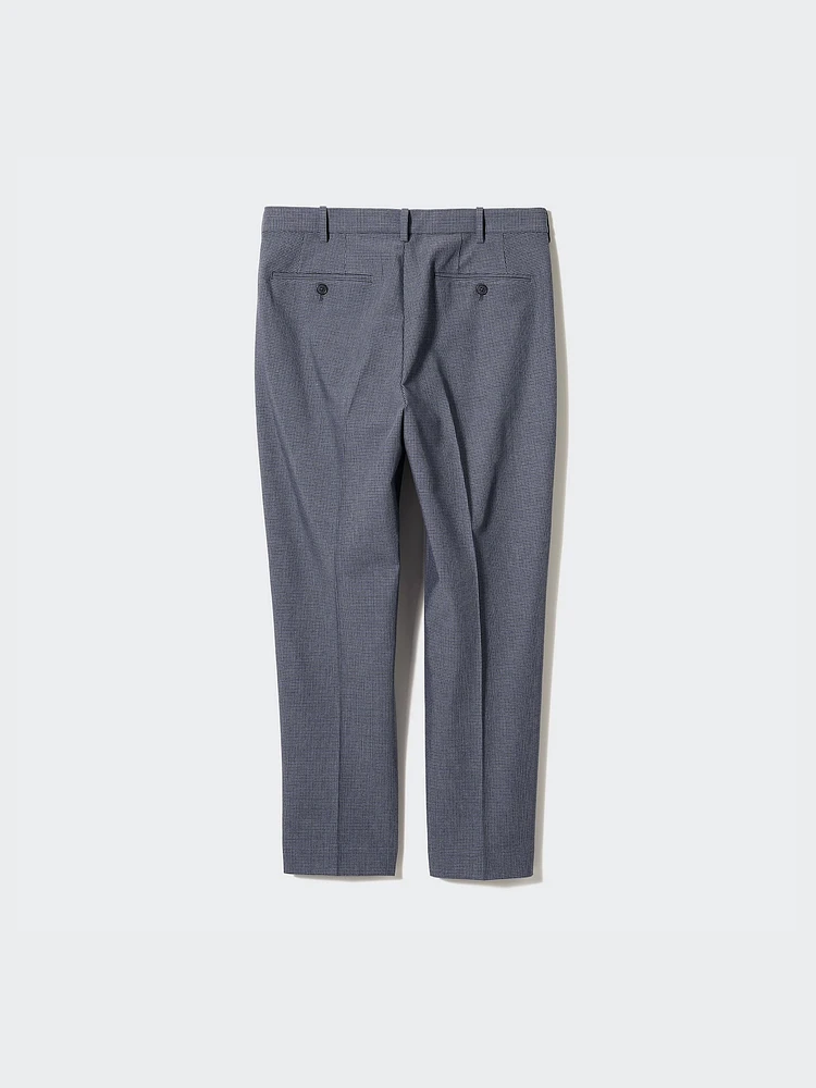 Smart Ankle Pants | 2-Way Stretch | Faux Wool | Checked