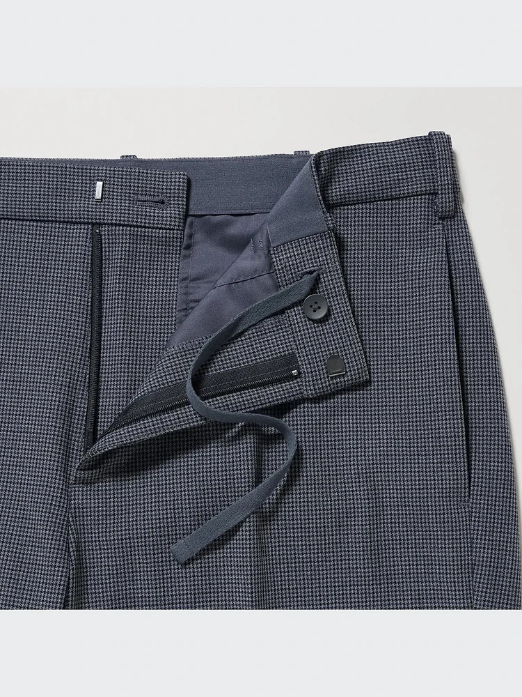 Smart Ankle Pants | 2-Way Stretch | Faux Wool | Checked