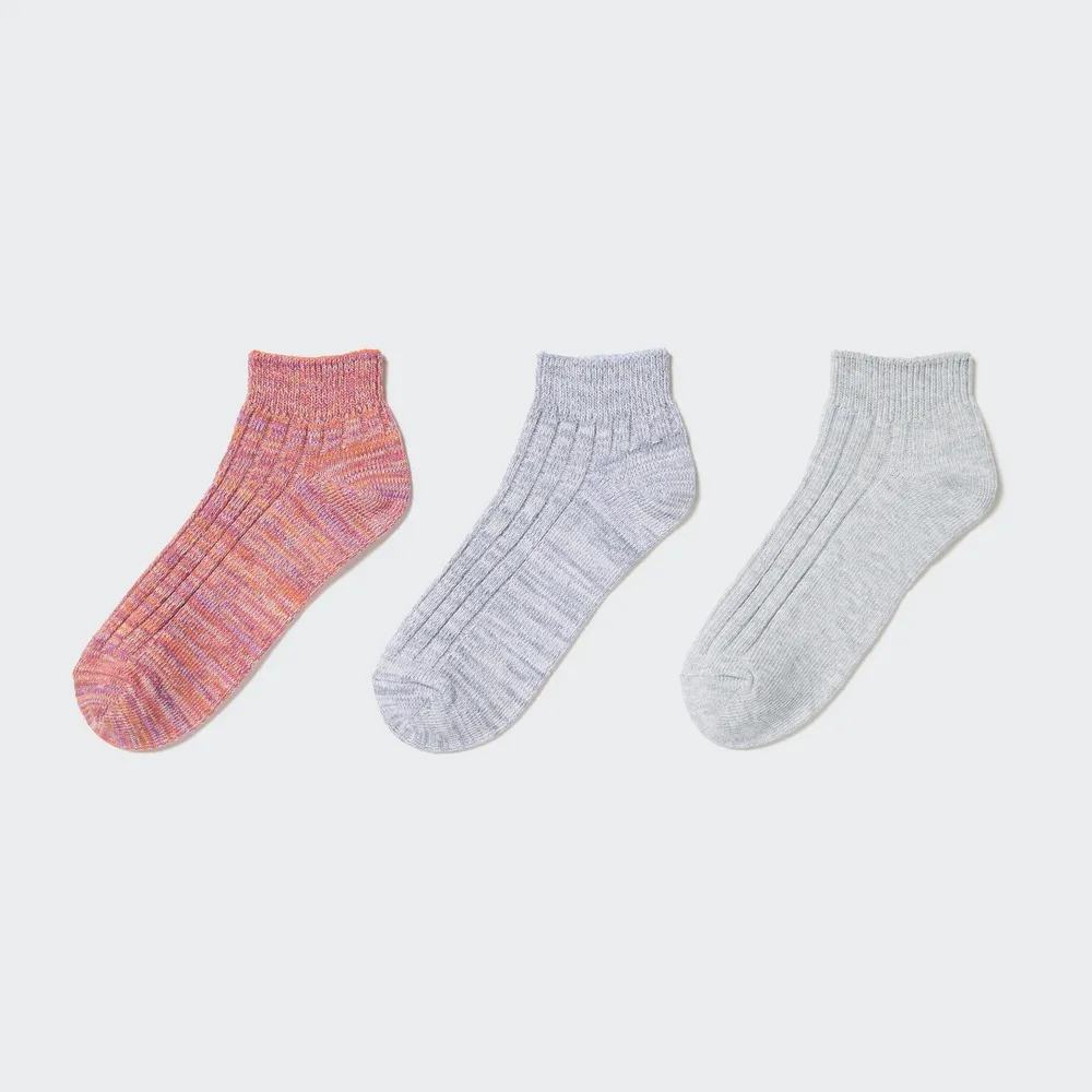 SHORT SOCKS 3P (MIX YARN RIBBED)