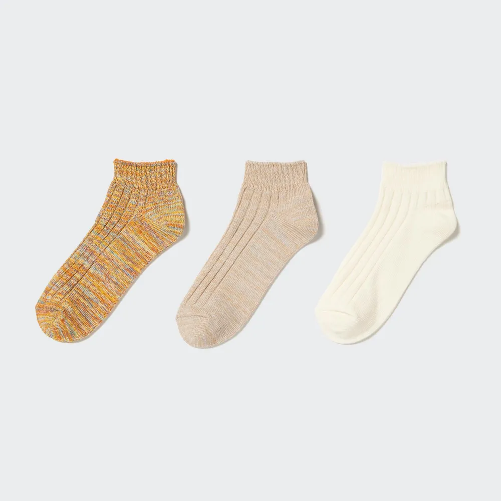 SHORT SOCKS 3P (MIX YARN RIBBED)