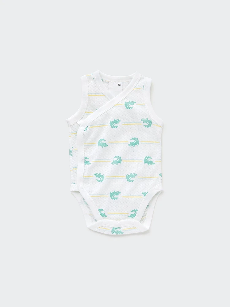 Cotton Mesh Sleeveless Printed Inner Bodysuit (Open Front)