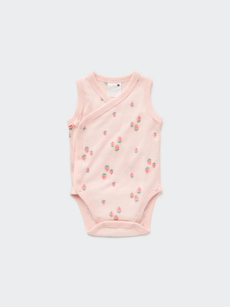 Cotton Mesh Sleeveless Printed Inner Bodysuit (Open Front)