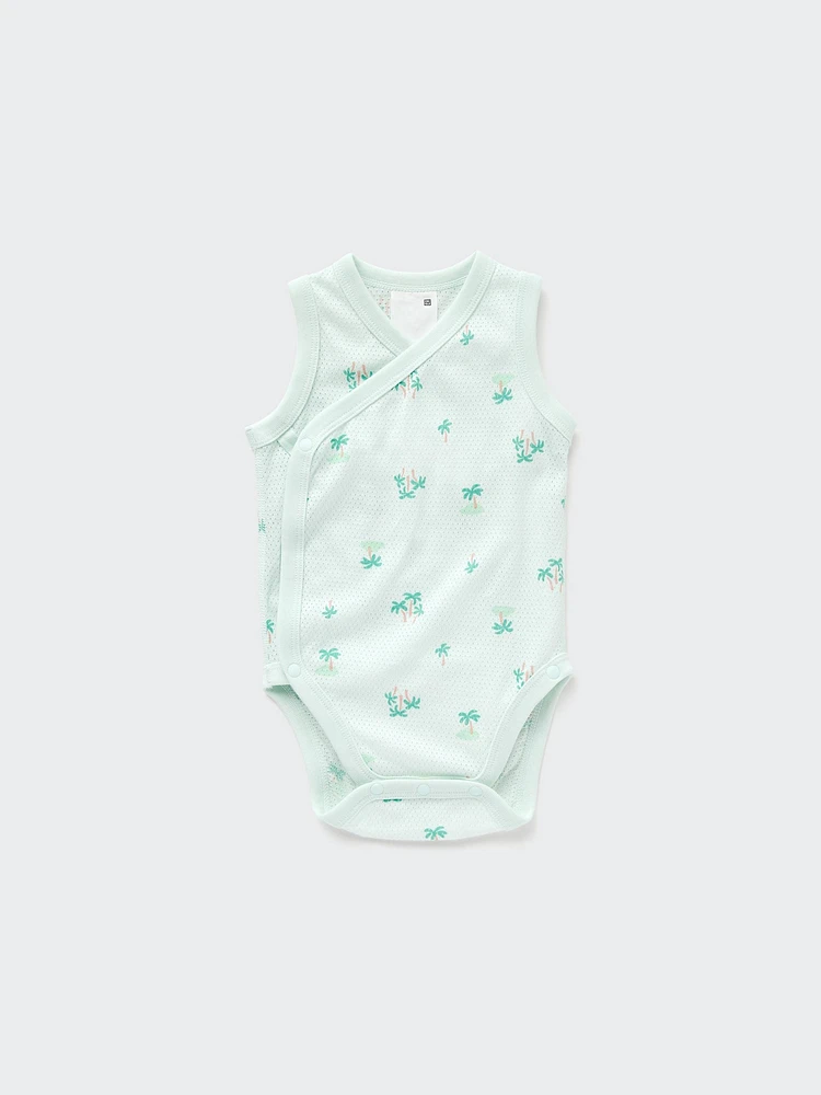 Cotton Mesh Sleeveless Printed Inner Bodysuit (Open Front)