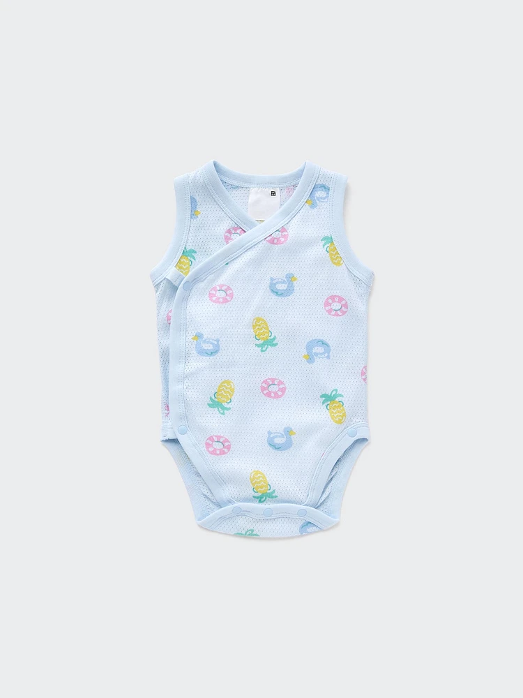 Cotton Mesh Sleeveless Printed Inner Bodysuit (Open Front)