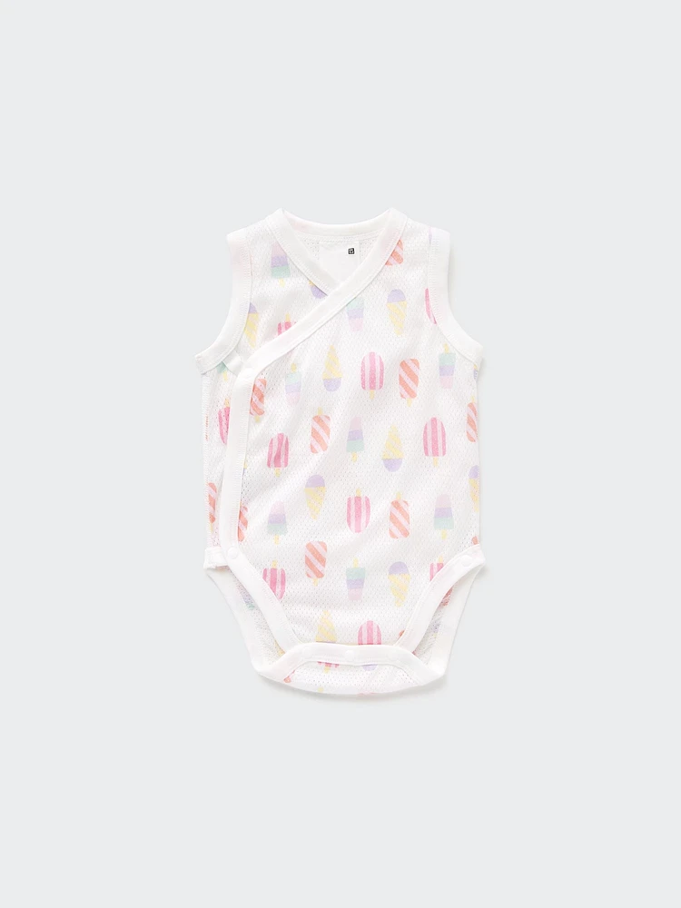 Cotton Mesh Sleeveless Printed Inner Bodysuit (Open Front)