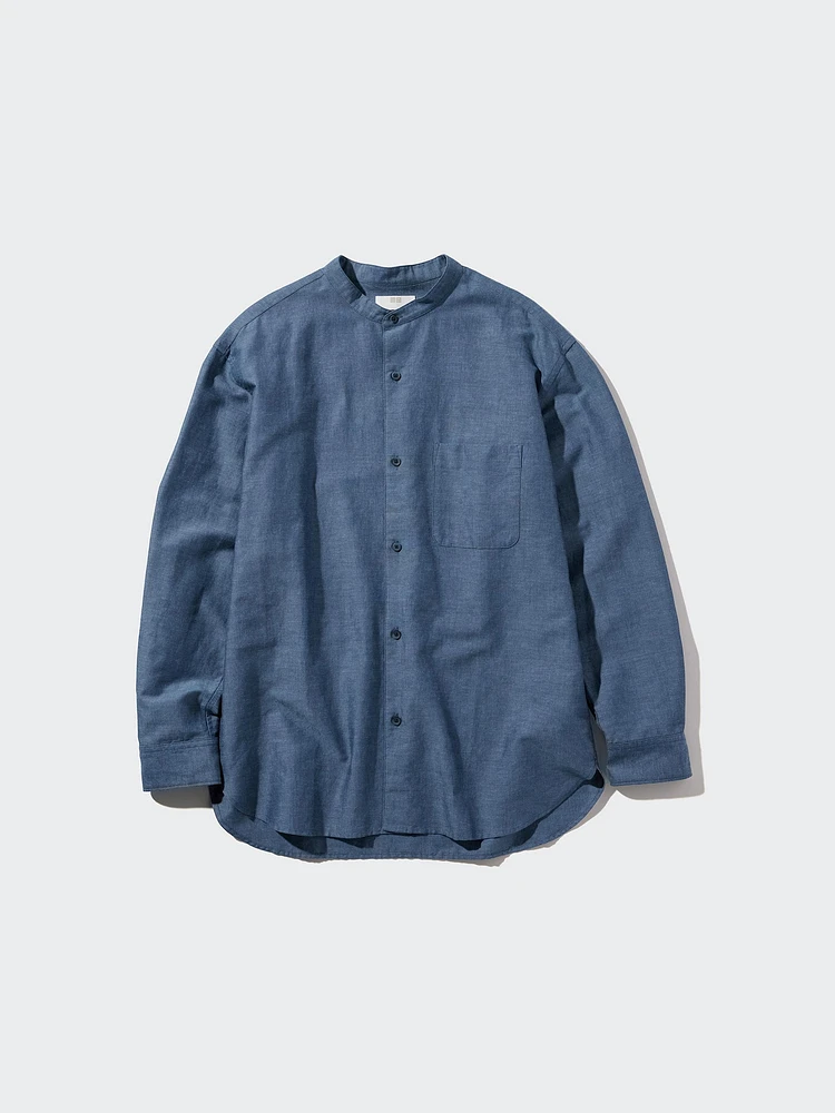 Cotton Linen Stand Collar Shirt