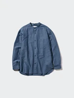 Cotton Linen Stand Collar Shirt