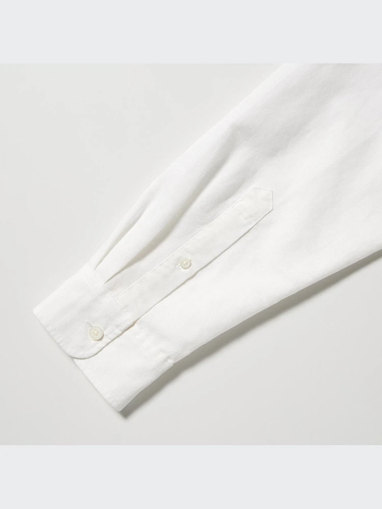 Cotton Linen Stand Collar Shirt