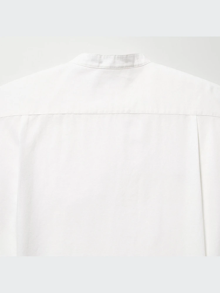 Cotton Linen Stand Collar Shirt